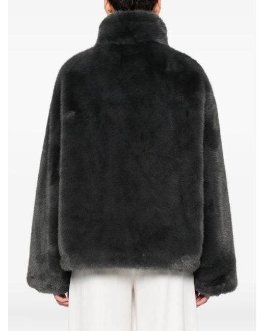 Arma Black Zip-Front Faux-Fur Jacket