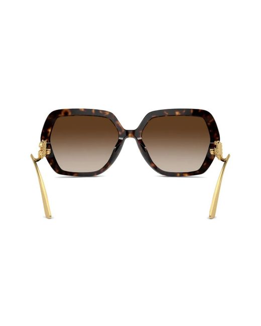 Dolce & Gabbana Brown Crystal Oversize-Frame Sunglasses