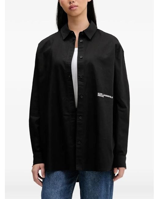Karl Lagerfeld Black Buttoned Long-Sleeve Shirt