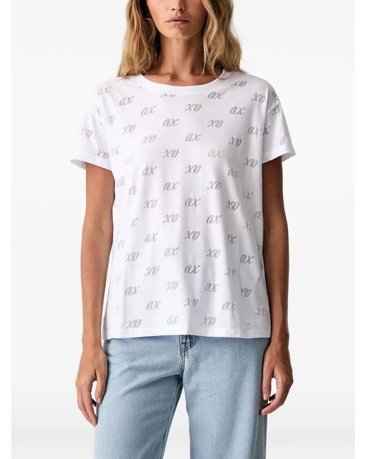 ARMANI EXCHANGE White Logo-Print Crew-Neck T-Shirt