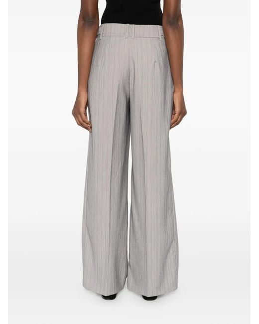 Patrizia Pepe Gray Pinstriped Palazzo Pants
