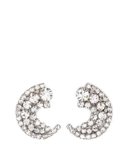 Jennifer Behr White Crystal-Embellished Earrings