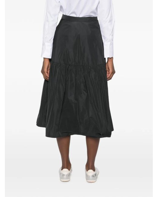 ROSSO35 Black Tiered Midi Skirt