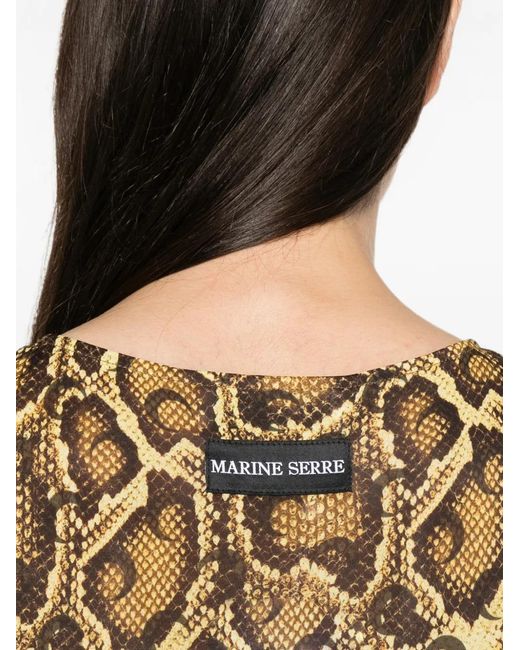 MARINE SERRE Metallic Snake-Print Asymmetric Dress