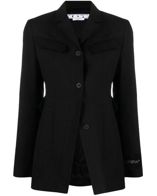 Off-White c/o Virgil Abloh Black Toybox Dry Wo Single-breasted Wool Blazer
