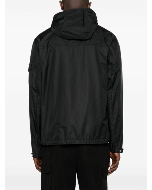 Moncler Black Appliqué-Logo Hooded Jacket for men