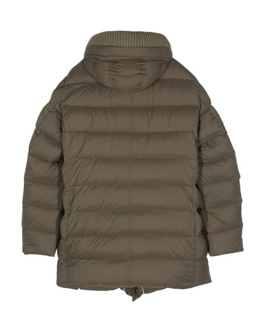 Herno Green Logo-Plaque Coat for men