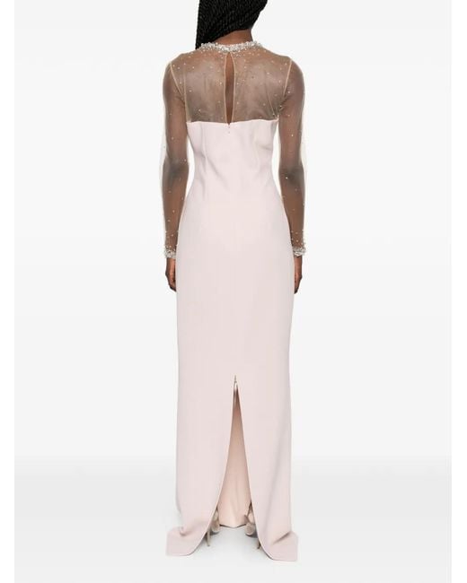 Jean Louis Sabaji Pink Crystal-Embellished Crepe Dress