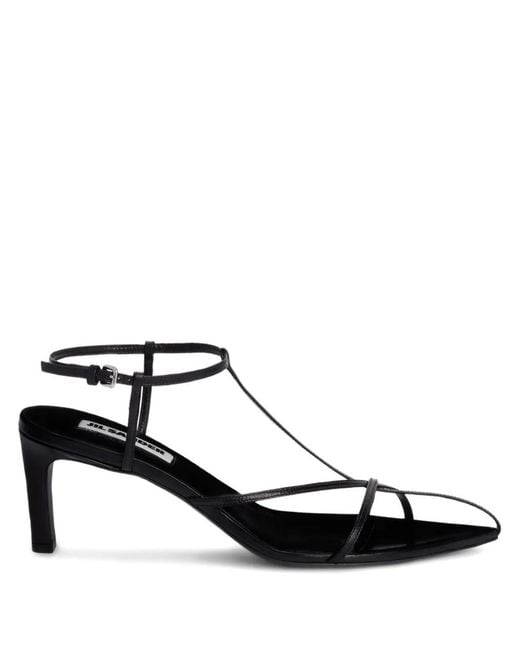 Jil Sander Black Interwoven-Straps Pointed-Toe Pumps