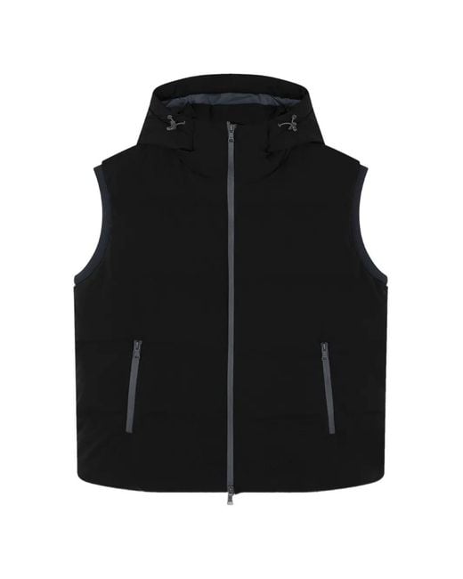 Paul & Shark Black Typhoon Platinum Padded Concealed Hood Vest for men