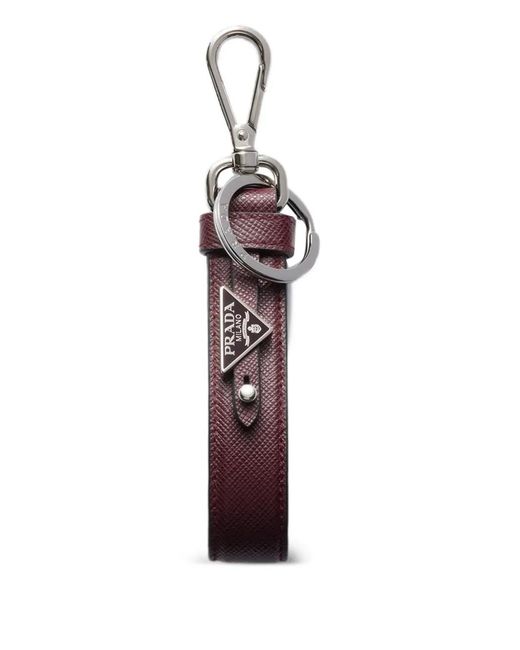 Prada Purple Saffiano Leather Keychain for men