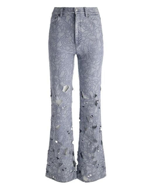 Alice + Olivia Gray Embroidered Eyelet Jeans
