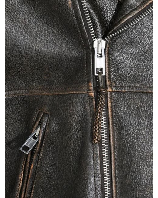 Moschino Black Smiley-Face Studded Leather Jacket for men
