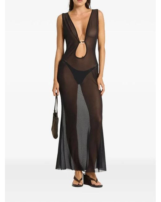Bondeye Black Harper Ring-Detail Maxi Dress