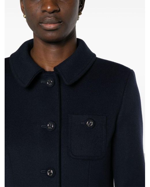 Gucci Blue Brushed-texture Split-hem Wool Coat