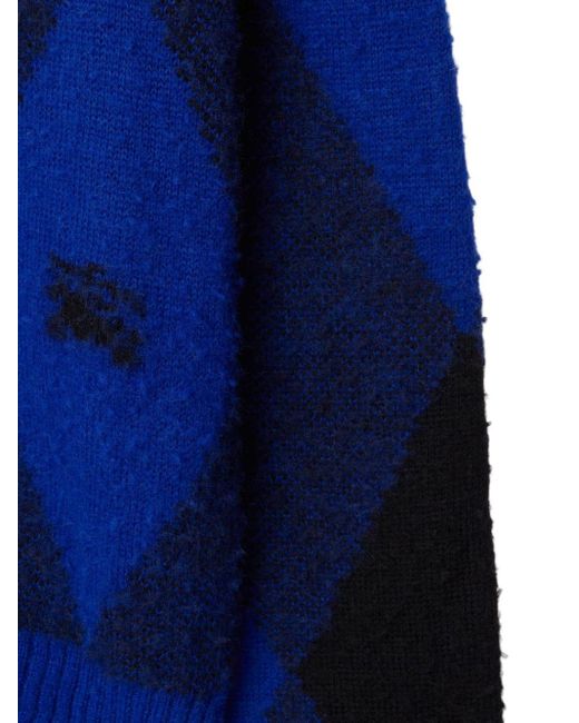 Jersey con logo en intarsia Burberry de hombre de color Blue