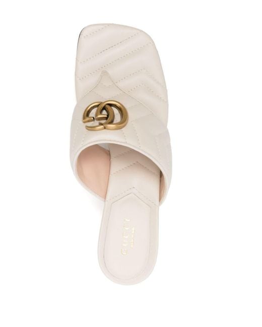 Gucci White Double G' Mules 55mm