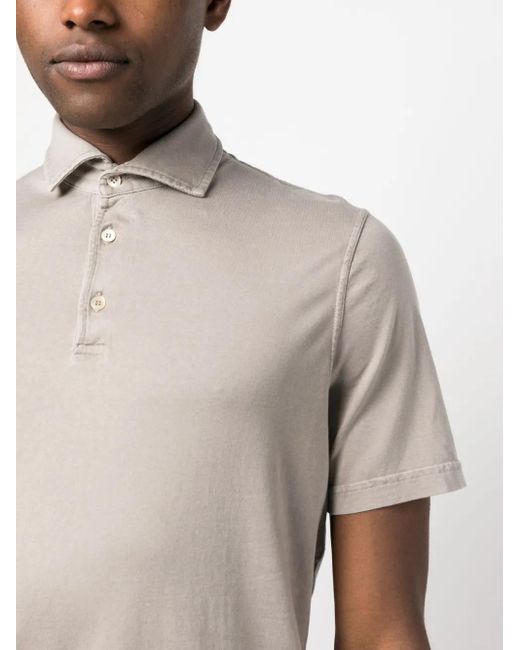 Fedeli White Plain Cotton Polo Shirt for men