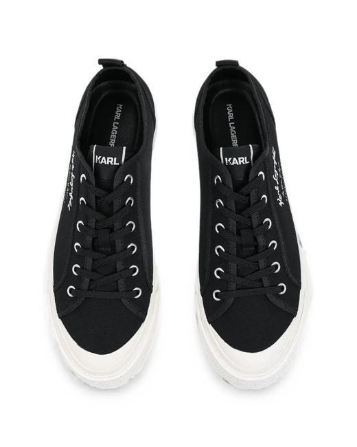 Karl Lagerfeld White Logo-Embroidered Platform Sneakers