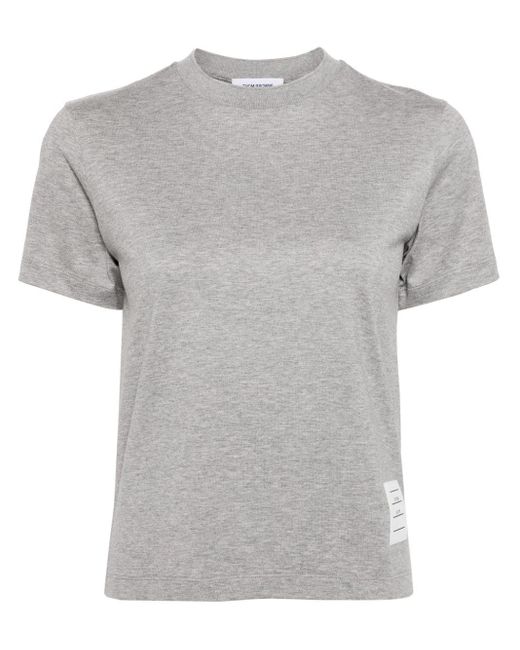 Thom Browne Logo-appliqué Cotton T-shirt in het Gray