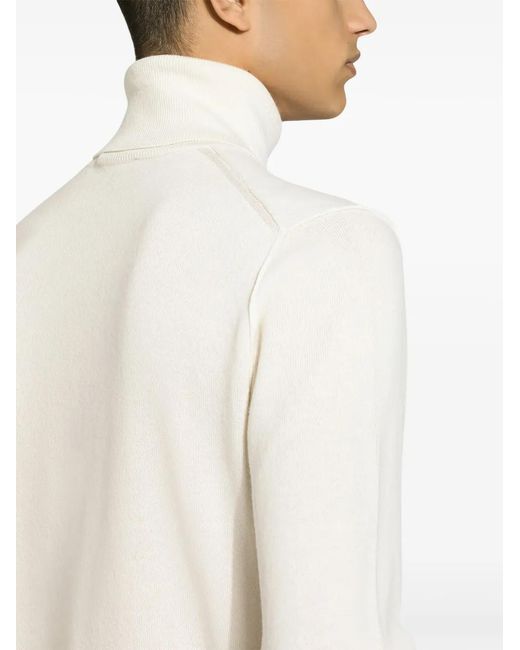 Dolce & Gabbana White Roll-Neck Wool Jumper for men