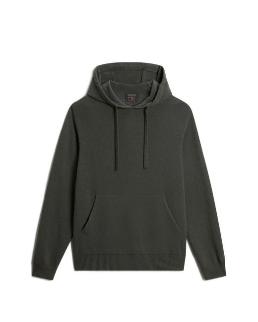 Woolrich Gray Drawstring Pouch-Pocket Hoodie for men