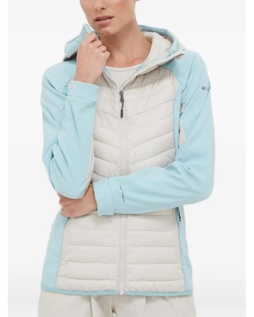 Piumino Trapuntato Con Cappuccio di Columbia in Blue