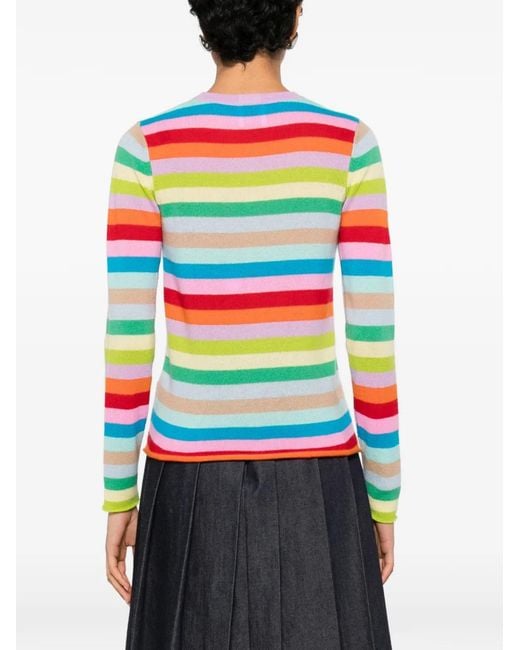 Allude Blue Striped-Pattern Crew-Neck Sweater