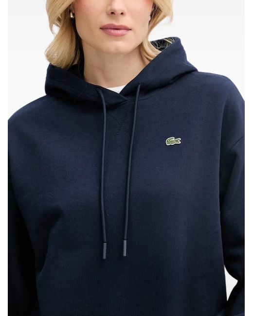 Lacoste Blue Logo-Patch Drawstring Hoodie