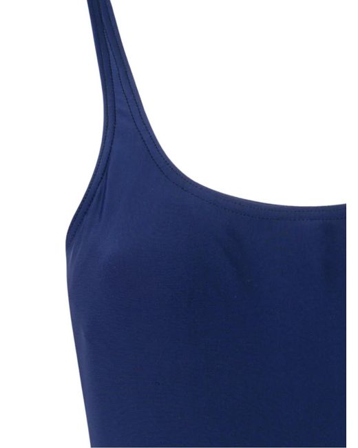 Amir Slama Blue Plain Plunging Back One-Piece
