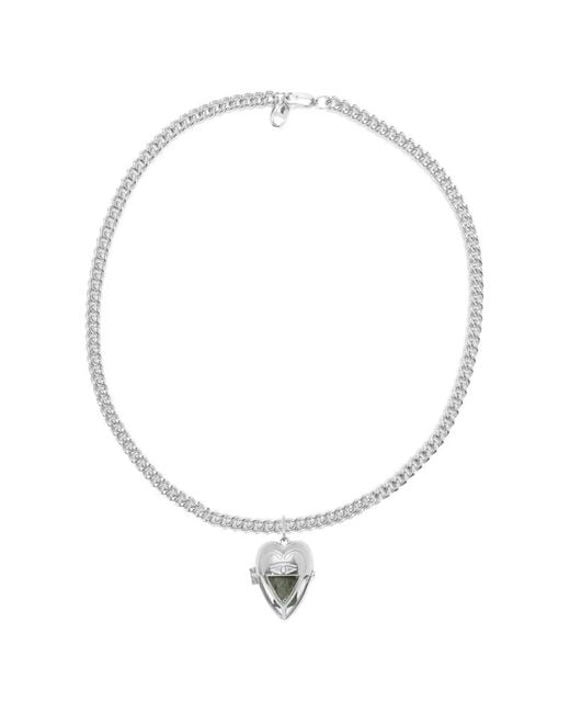 CAPSULE ELEVEN White Heart-Pendant Emerald Necklace