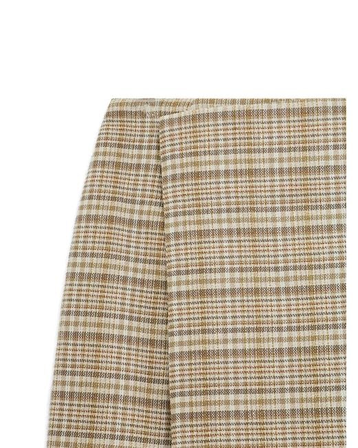Auralee Natural Check-Pattern Midi Skirt