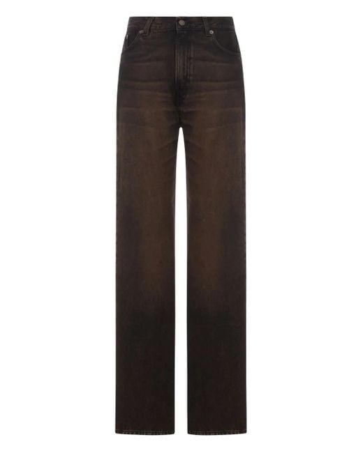Haikure Korea Jeans Met Vervaagd Effect in het Black