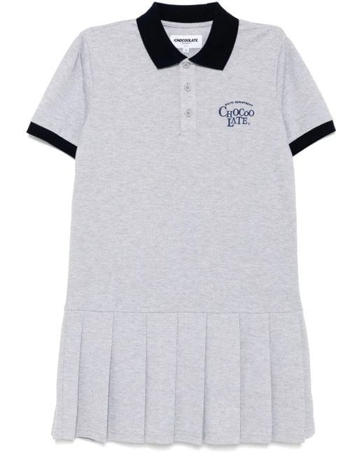 Chocoolate White Logo-Embroidered Dress