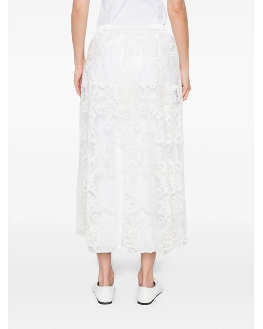 Maurizio Braschi White Lace Midi Skirt