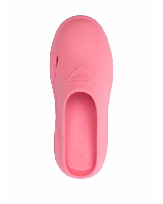 Prada Pink Mellow Logo-Embellished Mules