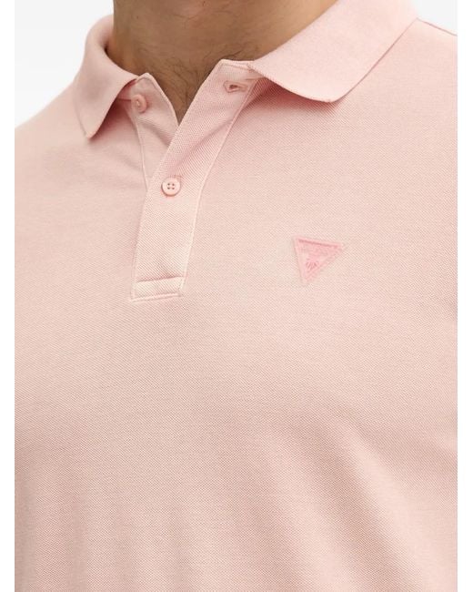 Guess Red Logo-Patch Polo Shirt for men