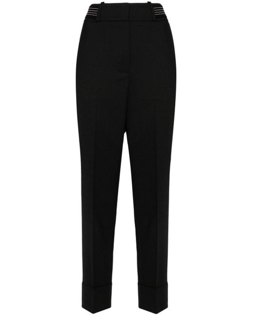Peserico Black Beaded-trim Twill Trousers