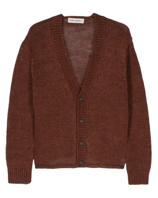 Our Legacy Brown Academy Chevron-knit Cardigan for men