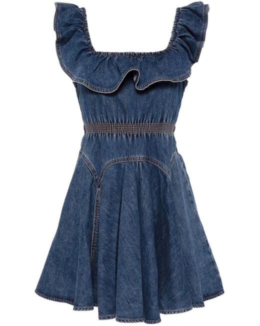 Self-Portrait Mini-jurk Met Ruches in het Blue