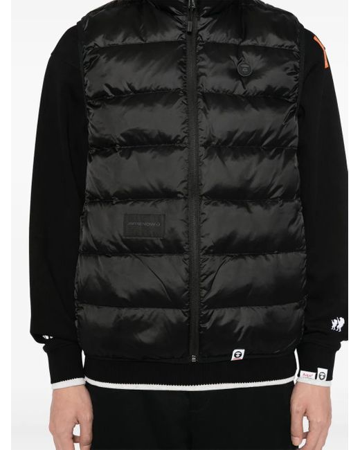 Aape By A Bathing Ape Black Logo-Patch Padded Gilet for men