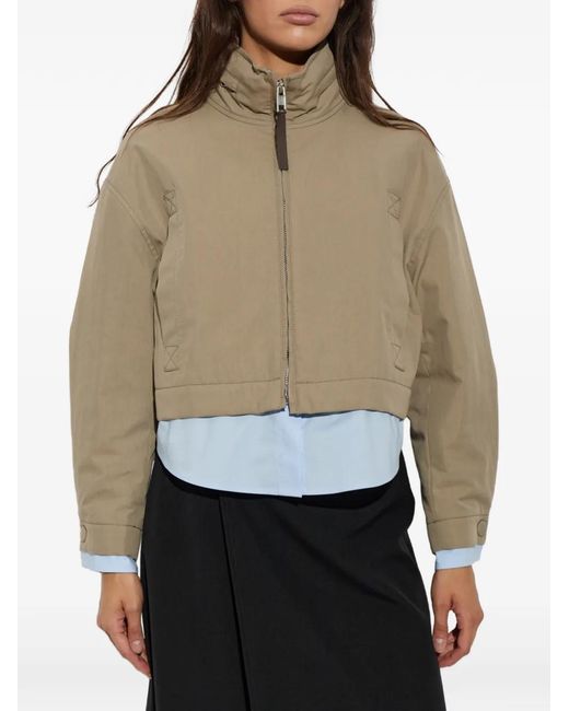 Moschino Natural High-Neck Cropped Jacket