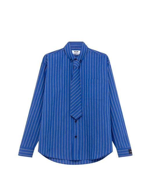 Camisa A Rayas MSGM de hombre de color Blue