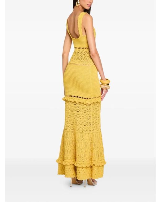 Robe Longue Winona À Volants retroféte en coloris Yellow