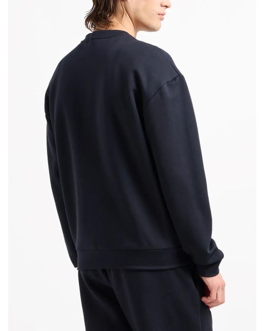 Giorgio Armani Blue Logo-Embroidered Round-Neck Jumper for men