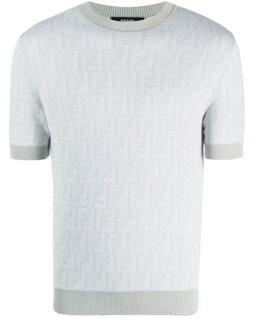 T-shirt à motif Shadow en intarsia Fendi pour homme en coloris White