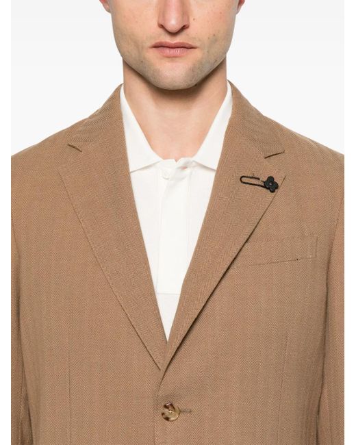 メンズ Lardini ヘリンボーン ジャケット Brown