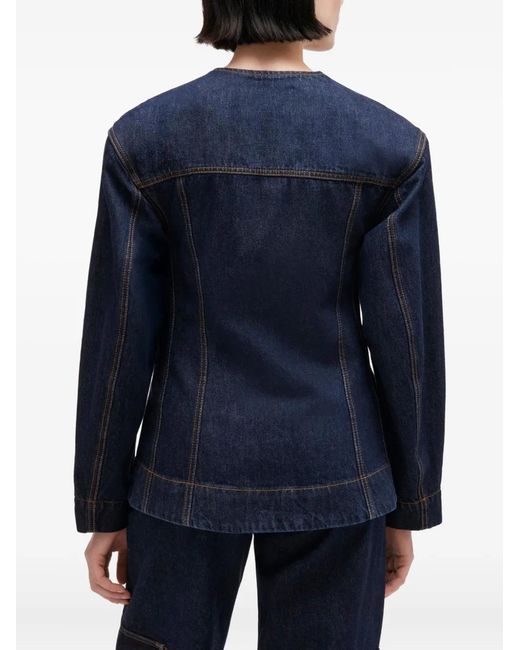 Ganni Blue Dark Rinse Denim Blazer