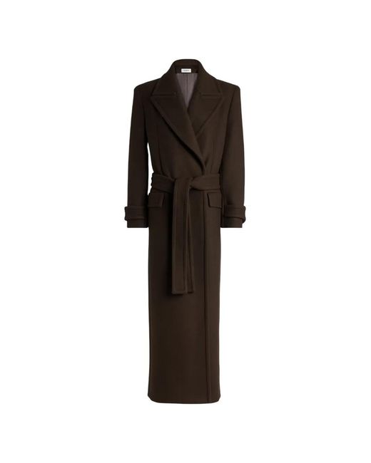 Balmain Black Belted Wool Cloth Coat