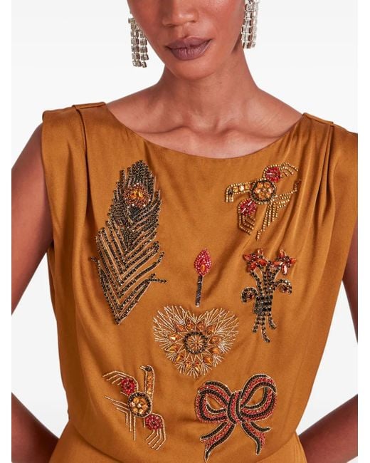 Temperley London Brown Adalina Beaded Maxi Dress